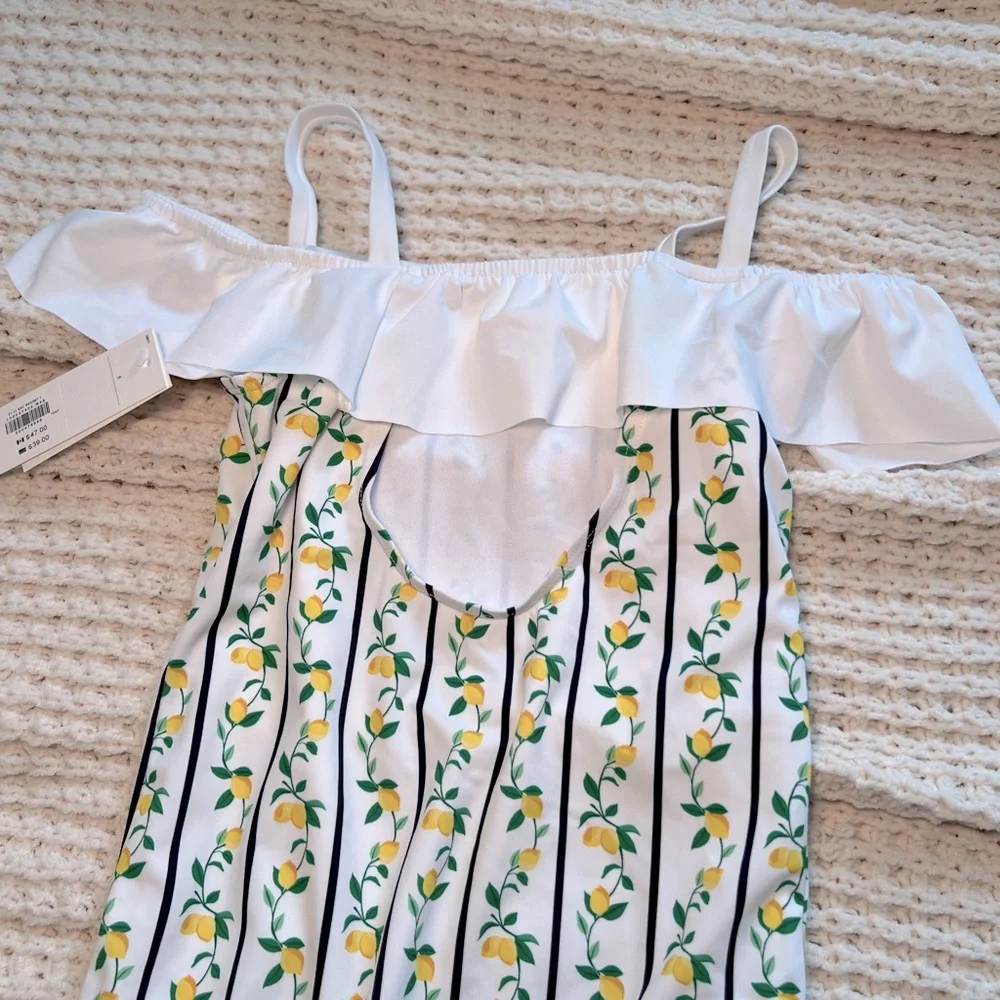 Janie and Jack White Lemon Stripe One-Piece Swimsuit